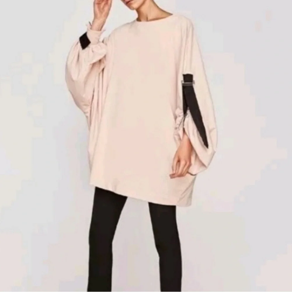 Zara Oversized Tie Sleeve Lagenlook Sweatshirt